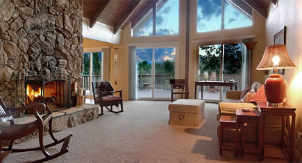 living room with fireplace.